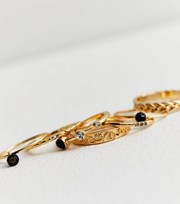 New Look 7 Pack Gold Beaded and Diamante Stacking Rings